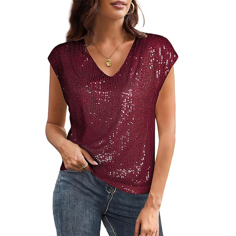 Damen Glamouröses Pailletten-Oberteil