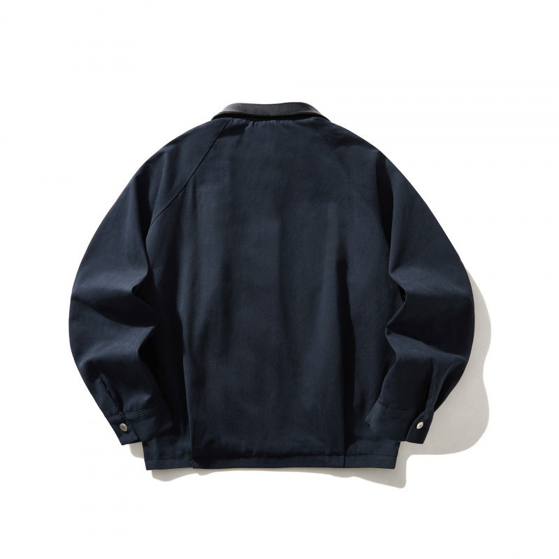 Herren Kurz geschnittener Canvas-Blouson mit Lederimitat-Kragen und elastischem Saum Nord Taschen
