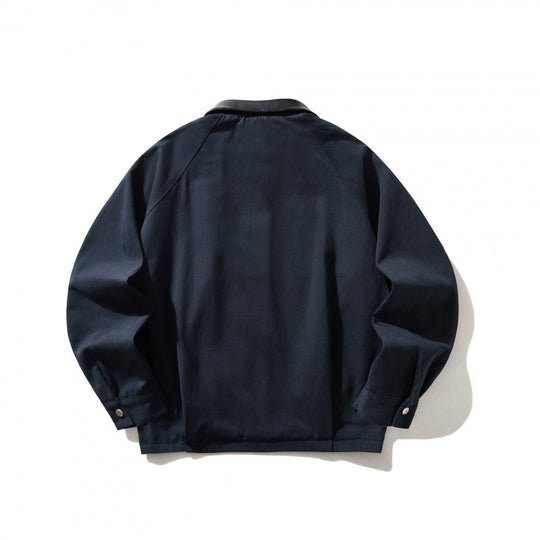 Herren Kurz geschnittener Canvas-Blouson mit Lederimitat-Kragen und elastischem Saum Nord Taschen