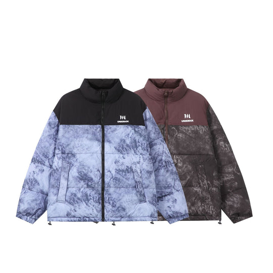Unisex Gefütterte Boxy‑Isolationsjacke mit Marmoreffekt und hohem Stehkragen Nord Taschen