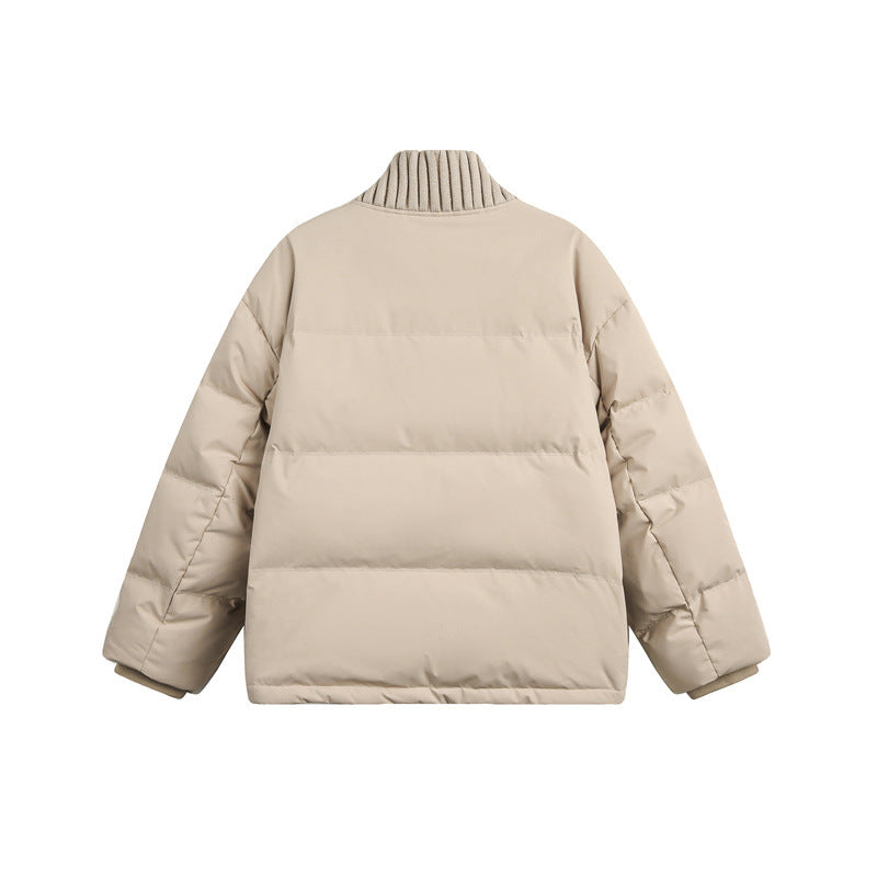 Unisex Kurze gesteppte Oversize-Wattierjacke mit Rippenkragen und Druckknopfverschluss Nord Taschen