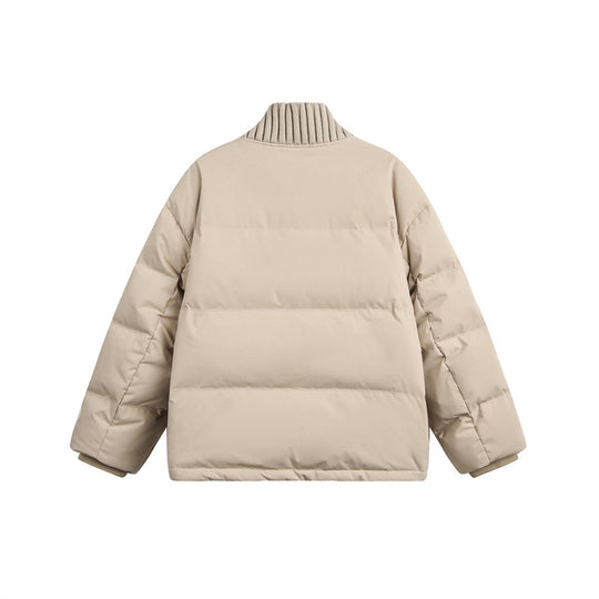 Unisex Kurze gesteppte Oversize-Wattierjacke mit Rippenkragen und Druckknopfverschluss Nord Taschen