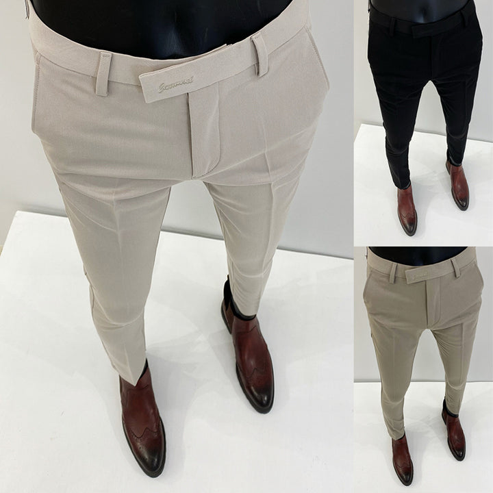 Herren schlanke elegante Anzughose mit Stretchbund, Bügelfalte und schmal zulaufendem Bein Nord Taschen