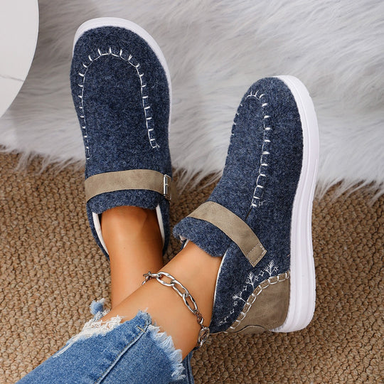 Damen Gefilzte Mokassin‑Sneaker mit Ziernaht, verstellbarem Riemen und dämpfender Plateausohle Nord Taschen