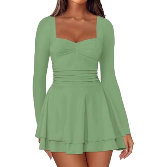 Damen Elegantes Kleid mit langen Ärmeln Nord Taschen