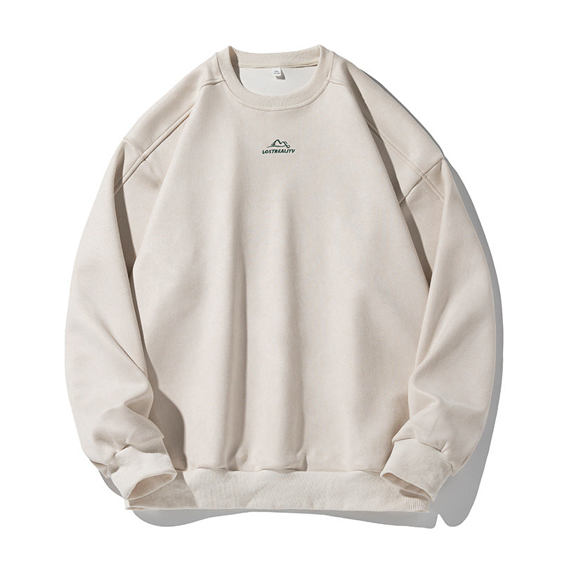 Unisex Oversize Rundhals-Sweatshirt mit minimalistischer Bergstickerei Nord Taschen