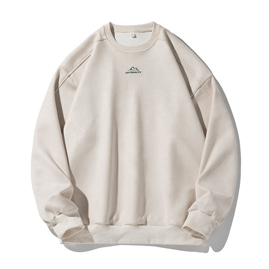 Unisex Oversize Rundhals-Sweatshirt mit minimalistischer Bergstickerei Nord Taschen