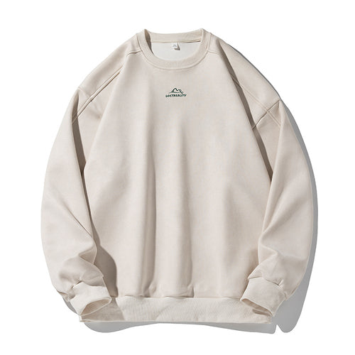 Unisex Oversize Rundhals-Sweatshirt mit minimalistischer Bergstickerei Nord Taschen