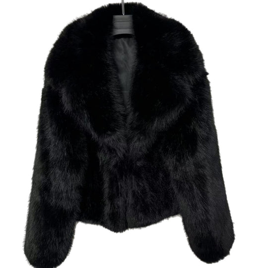 Damen Kurzblouson aus veganem Hochflor‑Kunstpelz mit extraweichem Volumen und offener Front Nord Taschen
