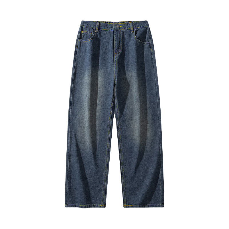 Damen High-Waist Jeans mit weitem Bein, geradem Schnitt und elastischem Bund Nord Taschen