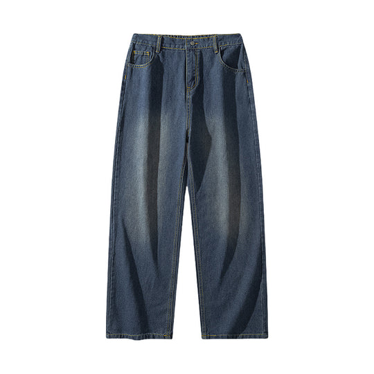 Damen High-Waist Jeans mit weitem Bein, geradem Schnitt und elastischem Bund Nord Taschen