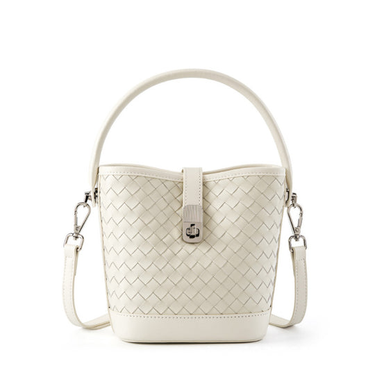 Damen Handtasche mit geflochtener Lederstruktur und abnehmbarem Schulterriemen Nord Taschen
