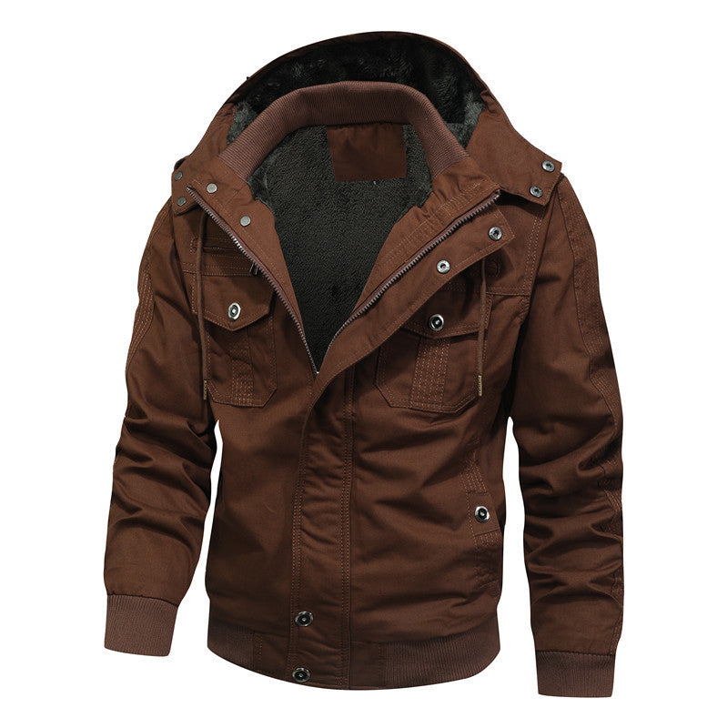 Herren Winddichte Canvas-Jacke mit Teddyfutter und Kapuze Nord Taschen