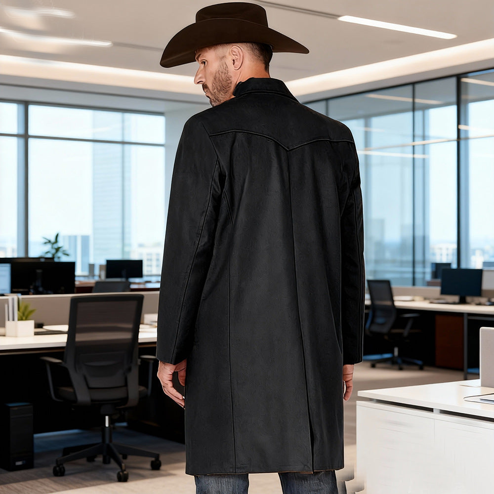 Herren Mantel aus Wollmischung im Westernstil mit Stehkragen und Pattentaschen Nord Taschen