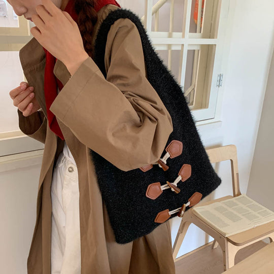 Damen trendige Hobo-Tasche aus handgearbeitetem Gewebe mit Lederakzenten Nord Taschen