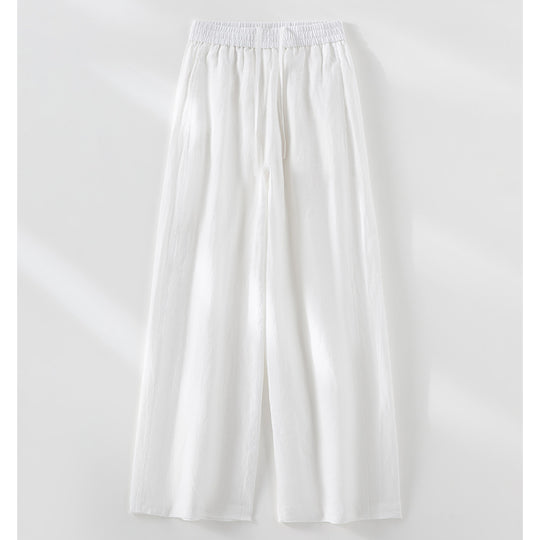 Damen Weite Leinen‑Optik Palazzohose mit elastischem Bund und fließender Silhouette Nord Taschen
