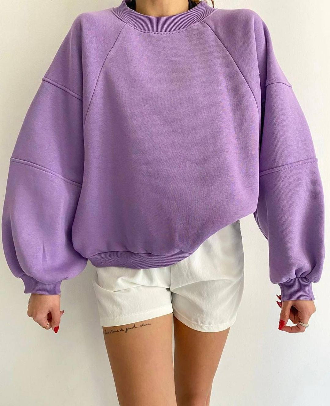 Damen Komfort-Loungewear Kombination Oversize-Sweatshirt mit High-Waist Biker-Shorts Nord Taschen