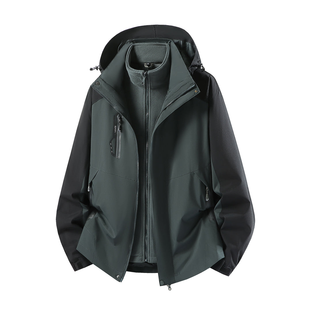 Damen wasserabweisende dreiteilige Outdoorjacke mit herausnehmbarer Fleece-Innenjacke, verstellbarer Kapuze und Reißverschlusstaschen Nord Taschen