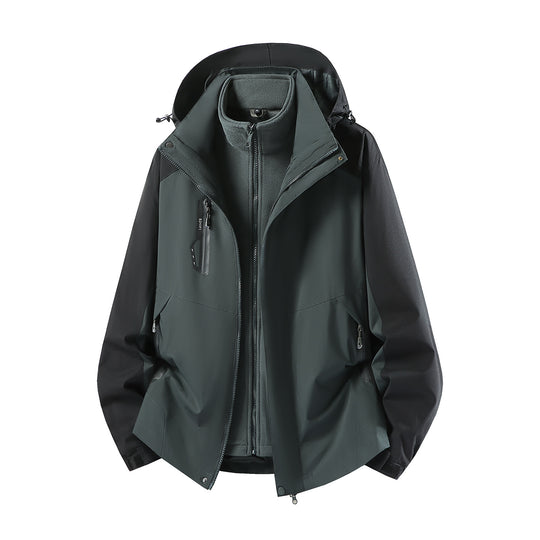 Damen wasserabweisende dreiteilige Outdoorjacke mit herausnehmbarer Fleece-Innenjacke, verstellbarer Kapuze und Reißverschlusstaschen Nord Taschen