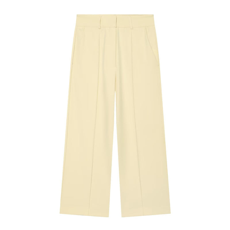 Damen Hochtaillierte weite Culotte-Hose mit Bügelfalte und Bundfalten Nord Taschen