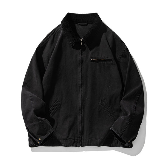 Unisex Boxy Canvas-Overshirtjacke mit Cordkragen und Brust-Reißverschlusstasche Nord Taschen