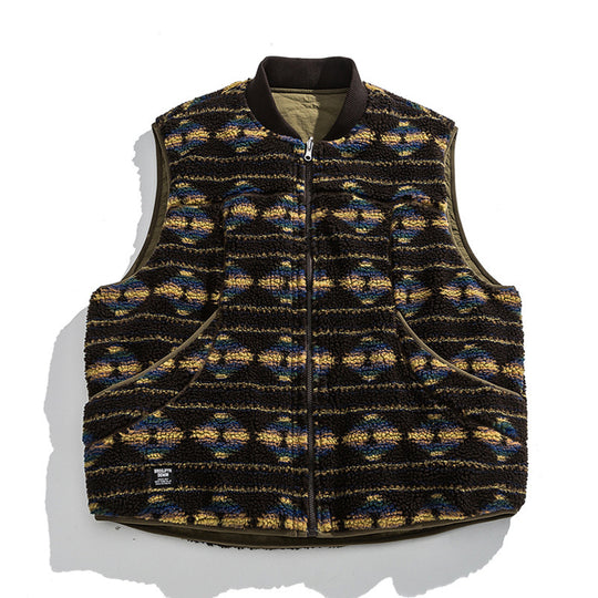 Unisex Wendbare gesteppte Weste mit Jacquard‑Fleece und aufgesetzten Taschen Nord Taschen