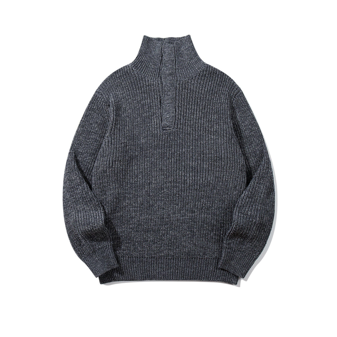 Unisex Grobgestrickter Rollkragenpullover mit halber Knopfleiste Nord Taschen