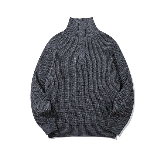Unisex Grobgestrickter Rollkragenpullover mit halber Knopfleiste Nord Taschen