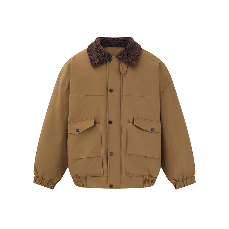 Herren Winddichter Boxy-Bomber im Workwear-Stil mit Teddykragen Nord Taschen