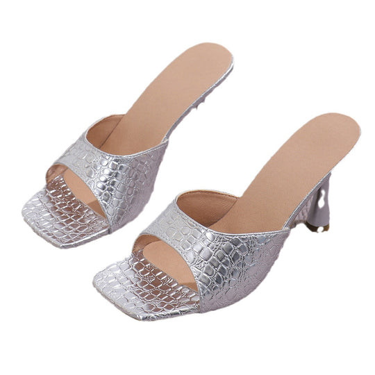 Damen elegante Peeptoe-Sandaletten mit modischem Krokodilleder-Design und schickem Absatz Nord Taschen