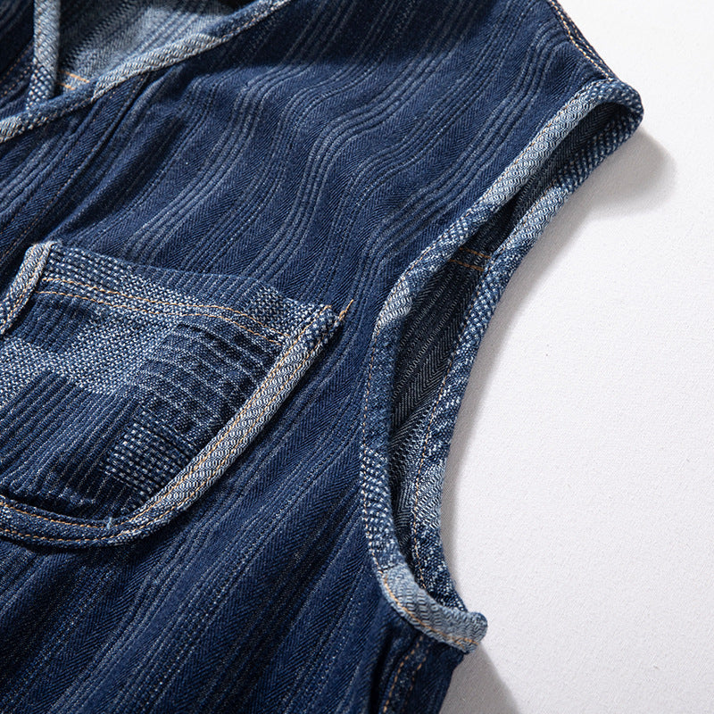 Herren Ärmellose Denim‑Weste im Workwear‑Look mit großformatigen aufgesetzten Taschen Nord Taschen