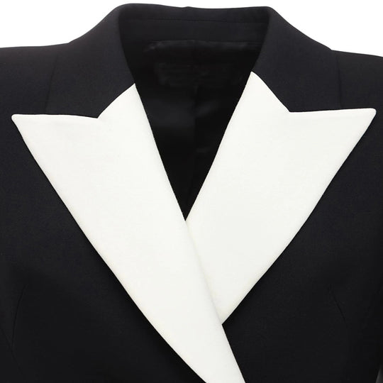 Damen tailliertes Blazerkleid‑Mantel mit kontrastierendem Schalkragen und ausgestelltem Rockteil Nord Taschen