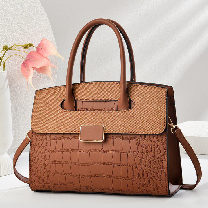 Damen Handtasche im eleganten Krokodil-Leder-Look mit praktischem Verschluss Nord Taschen
