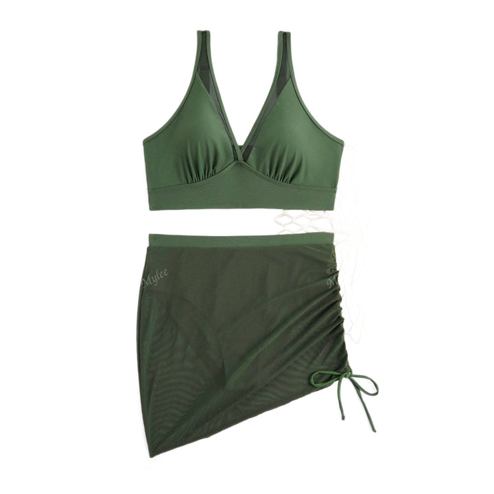 Damen Sportliches Bikini-Set mit transparentem Wickelrock