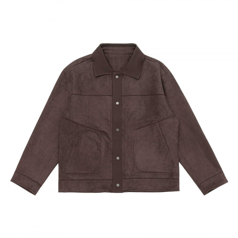 Unisex Boxy-Übergangsjacke mit Veloursstruktur, Hemdkragen und diagonalen Eingrifftaschen Nord Taschen