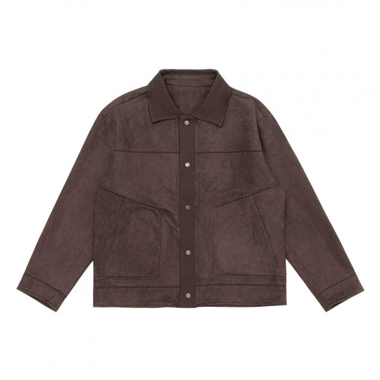 Unisex Boxy-Übergangsjacke mit Veloursstruktur, Hemdkragen und diagonalen Eingrifftaschen Nord Taschen
