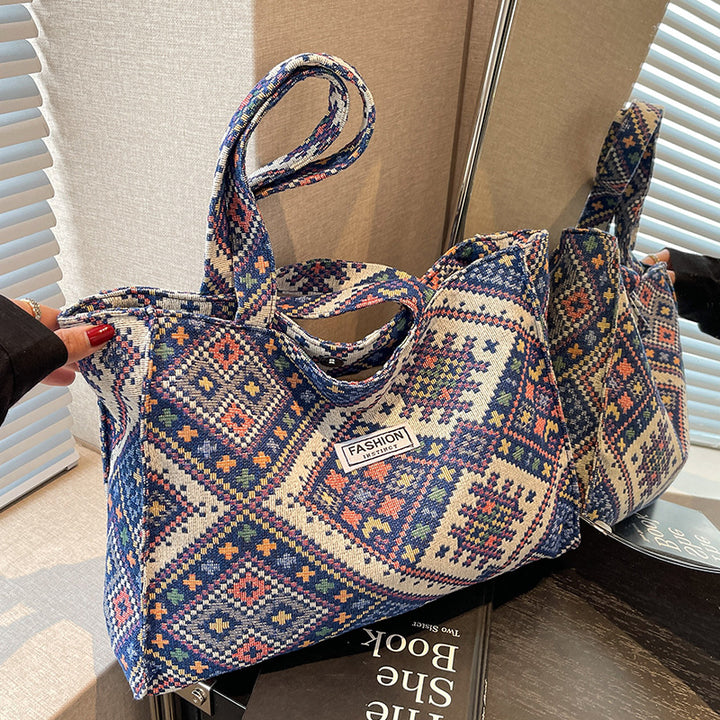 Damen Jute-Tragetasche mit modischem Ethnomuster Nord Taschen