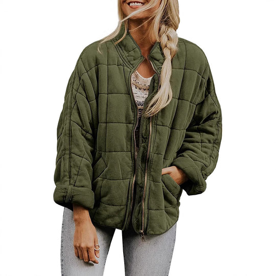 Damen Oversize Steppjacke mit Reißverschluss und Eingrifftaschen Nord Taschen