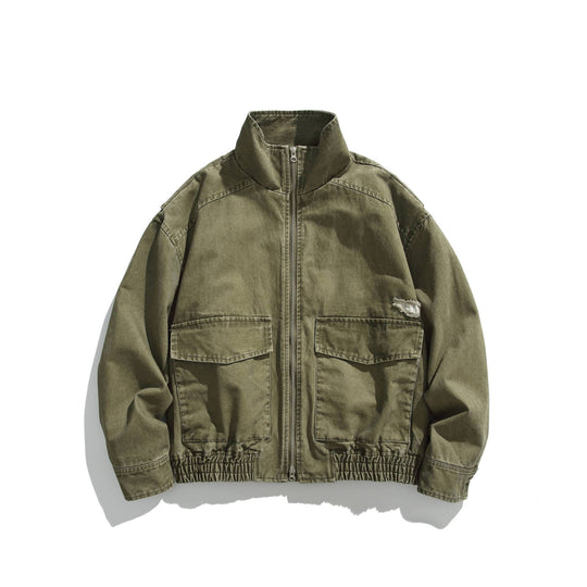 Unisex Kurzblouson im Vintage-Canvas mit hohem Stehkragen und Utility‑Taschen Nord Taschen
