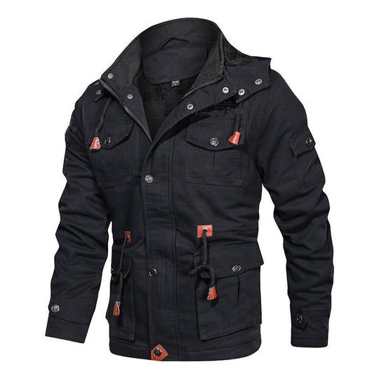 Herren Utility-Feldjacke mit Teddyfutter, Mehrfach-Taschen und Taillenzug Nord Taschen