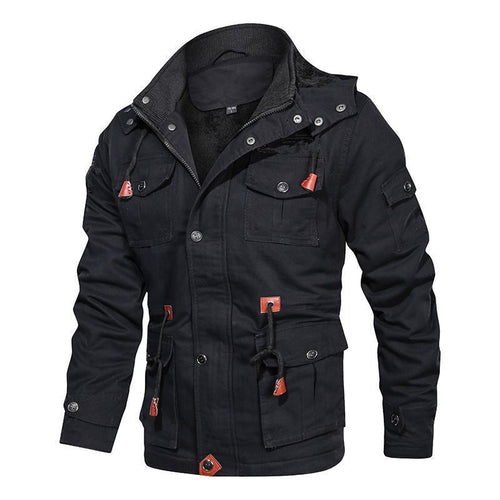 Herren Utility-Feldjacke mit Teddyfutter, Mehrfach-Taschen und Taillenzug Nord Taschen