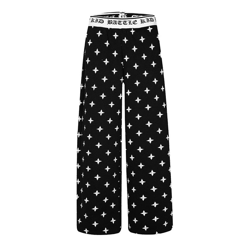 Damen Extraweite Komfort-Loungehose im Palazzo-Schnitt mit bedrucktem Elastikbund und Allover-Ornamentprint Nord Taschen