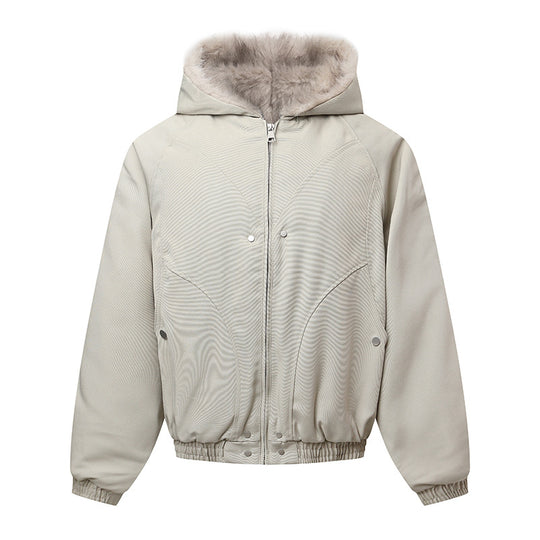 Unisex Kapuzenblouson mit wärmendem Teddyfutter, elastischem Saum und verdeckter Knopfleiste Nord Taschen