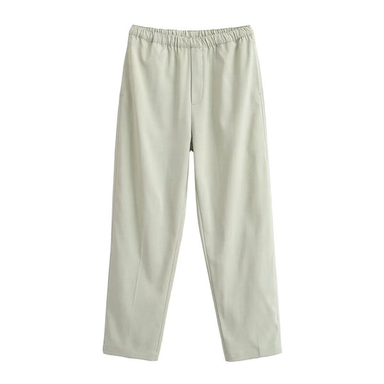 Damen Leichte Highwaist-Hose mit elastischem Bund und geradem Bein Nord Taschen