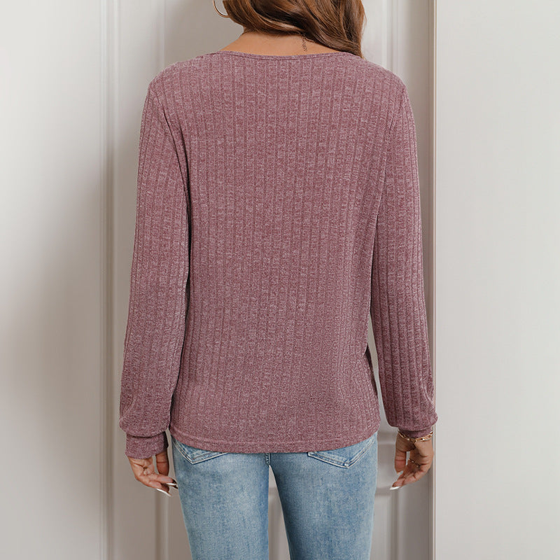 Damen Geripptes Layering-Top mit Zierknopfleiste, Karree-Ausschnitt und taillierter Silhouette Nord Taschen