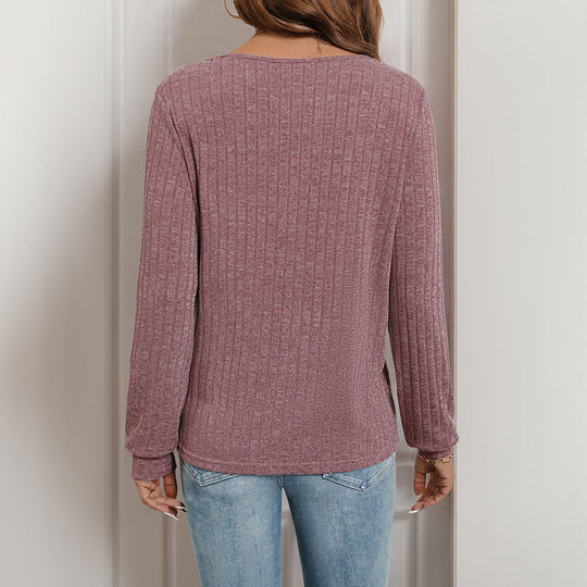 Damen Geripptes Layering-Top mit Zierknopfleiste, Karree-Ausschnitt und taillierter Silhouette Nord Taschen