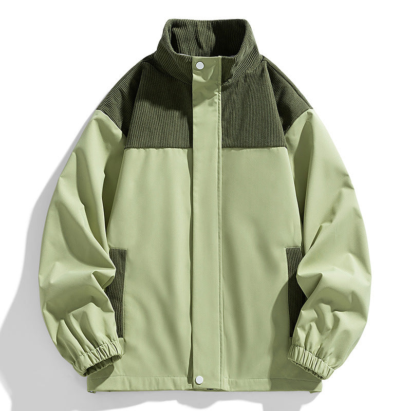 Damen Oversize-Übergangsjacke mit Cordbesatz und Stehkragen Nord Taschen