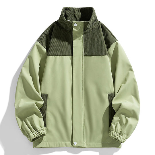 Damen Oversize-Übergangsjacke mit Cordbesatz und Stehkragen Nord Taschen