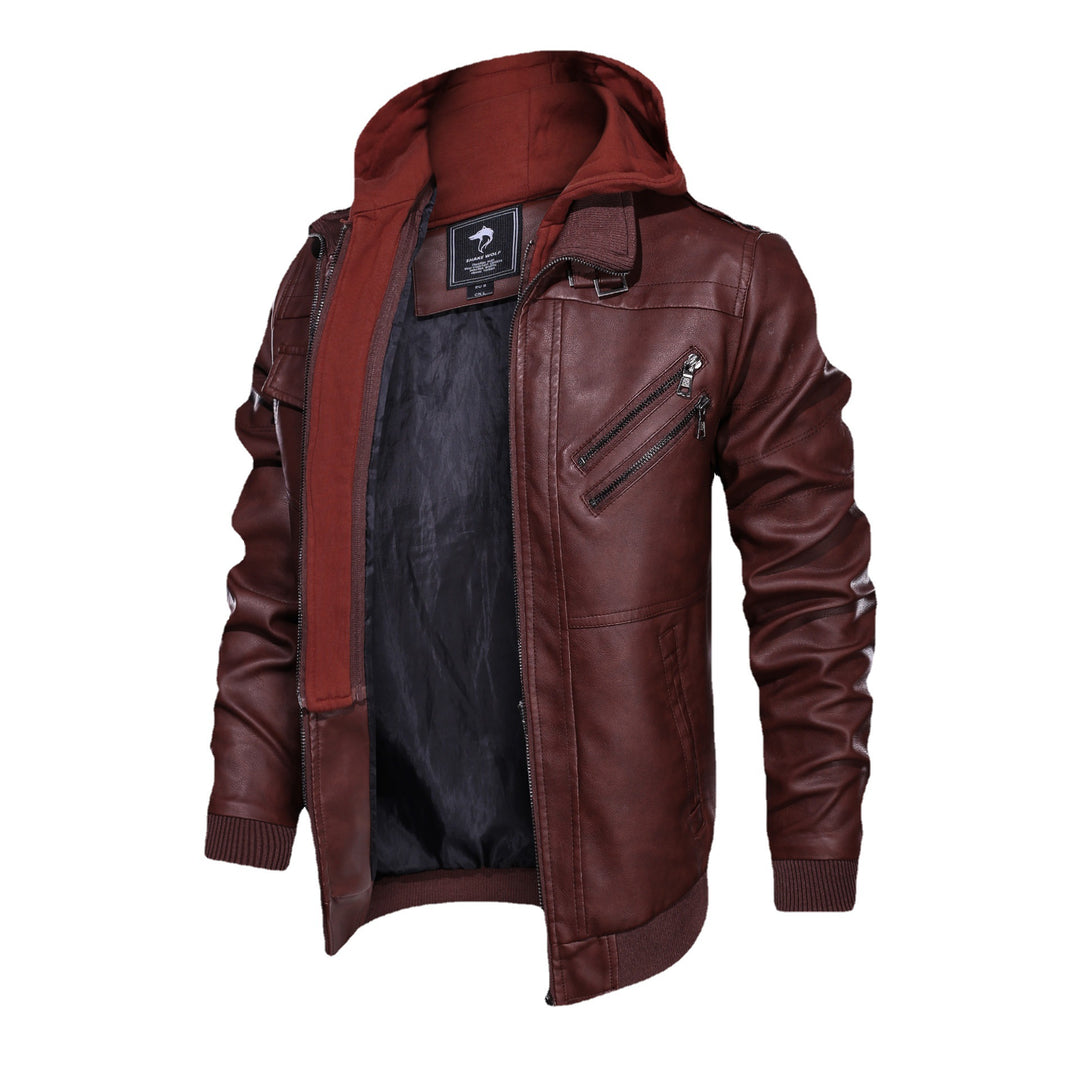 Herren Piloten-Blouson aus Kunstleder mit integriertem Kapuzen-Inlay und Zipper-Details Nord Taschen