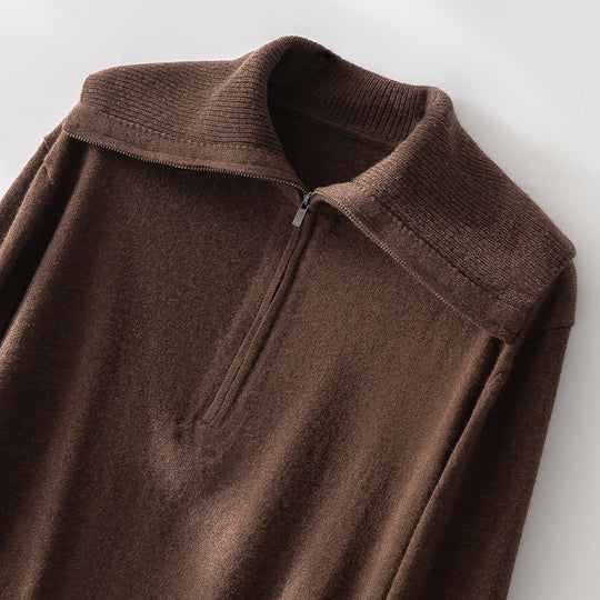 Damen Feiner Half-Zip-Pullover mit großzügigem Umschlagkragen und slimem Schnitt Nord Taschen